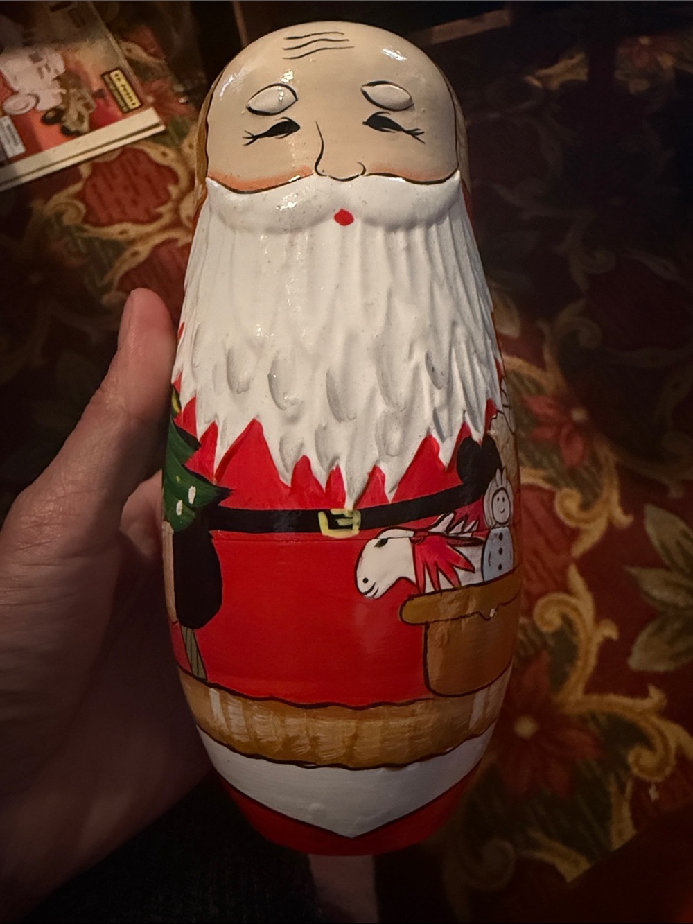 hand-painted wooden Russian Santa Claus nesting doll set of 6